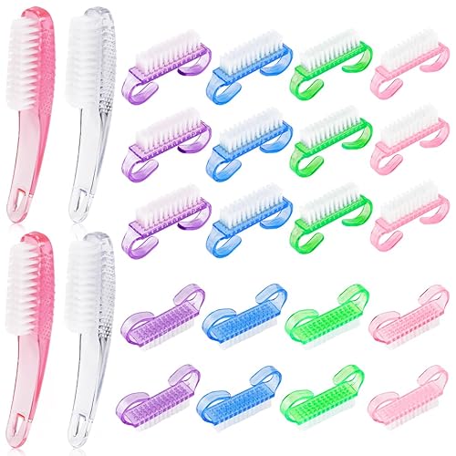 24 cepillos de uñas con agarre de mango, cepillo de uñas de colores surtidos, cepillos de limpieza para uñas de dedos de los pies, kit de cepillos