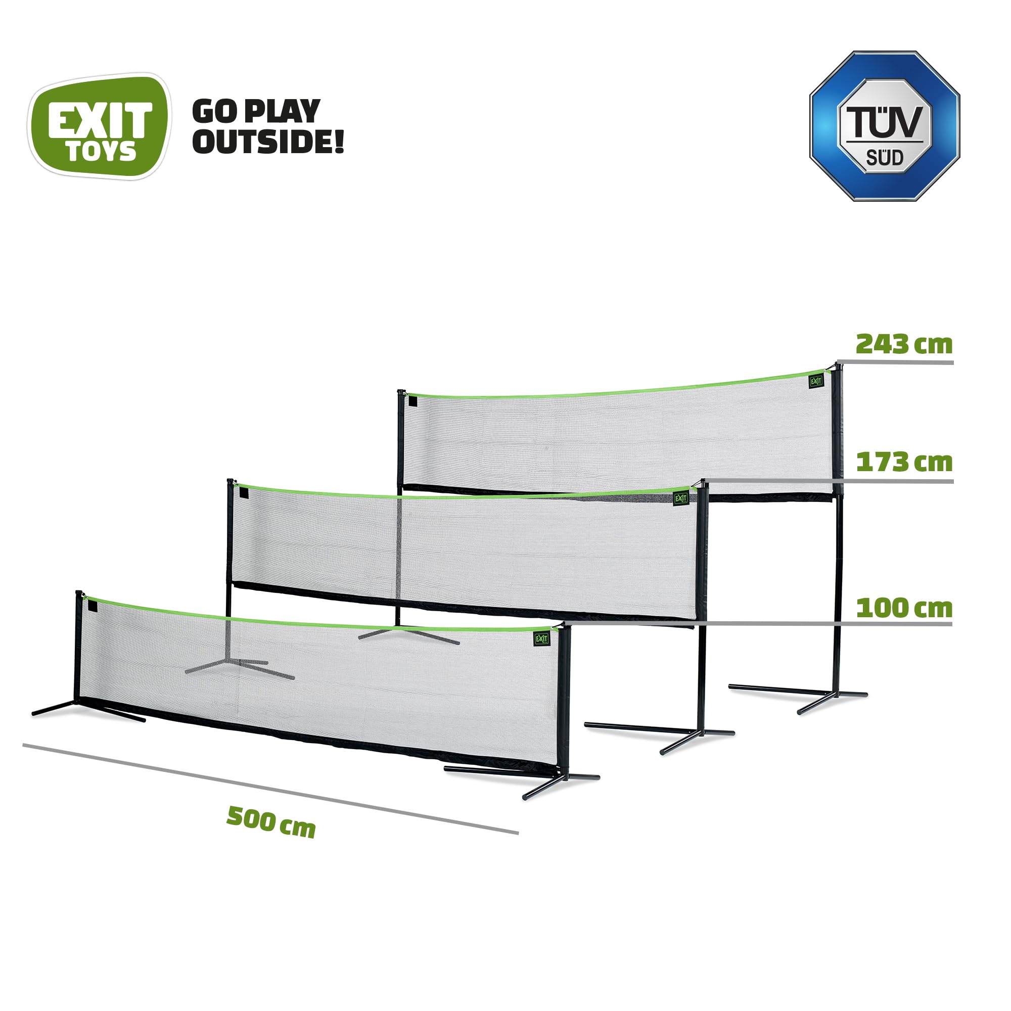 Rete Sportiva Regolabile EXIT - 3x1.55m Per Pallavolo, Badminton, Tennis, Con Borsa E Picchetti - Foto 9