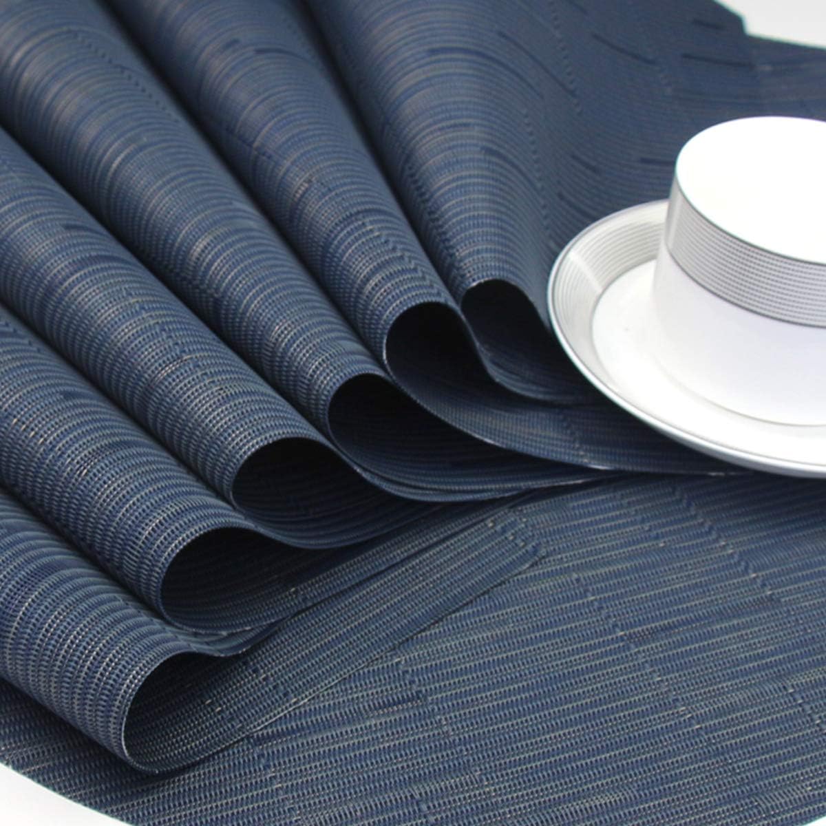 Best Cyber Monday 🔥 Bright Dream Wedge Placemats for Round Table Woven Vinyl Heat Resistant Washble Easy Clean Table Mats Set of 4(Navy) Featured Product Bright Dream Wedge Placemats for Round Table Woven Vinyl Heat Resistant Washble Easy Clean Table Mats Set of 4(Navy)