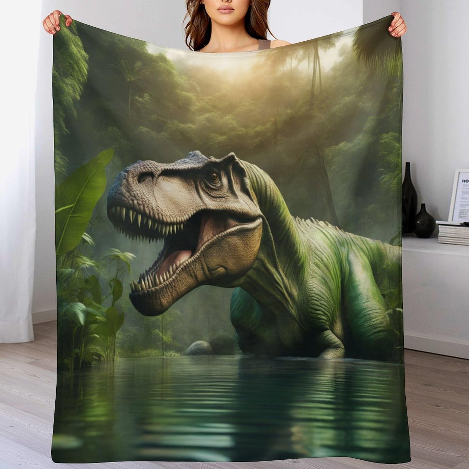 Couverture Polaire Dinosaure Douce anti-froid pour Lit Moelleux Enfant et Adulte