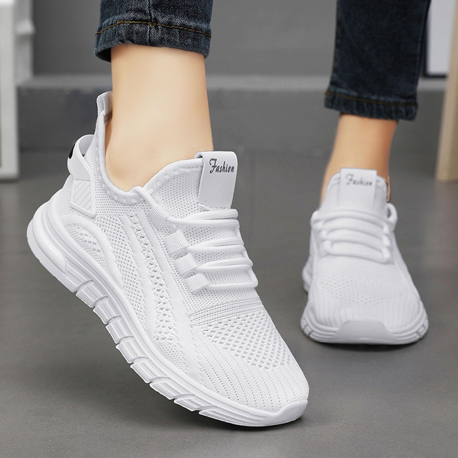 Zapatillas deportivas para mujer, con cordones, informales, con amortiguación máxima, para caminar, tenis para mujer, transpirables, de malla, zapatillas deportivas ligeras