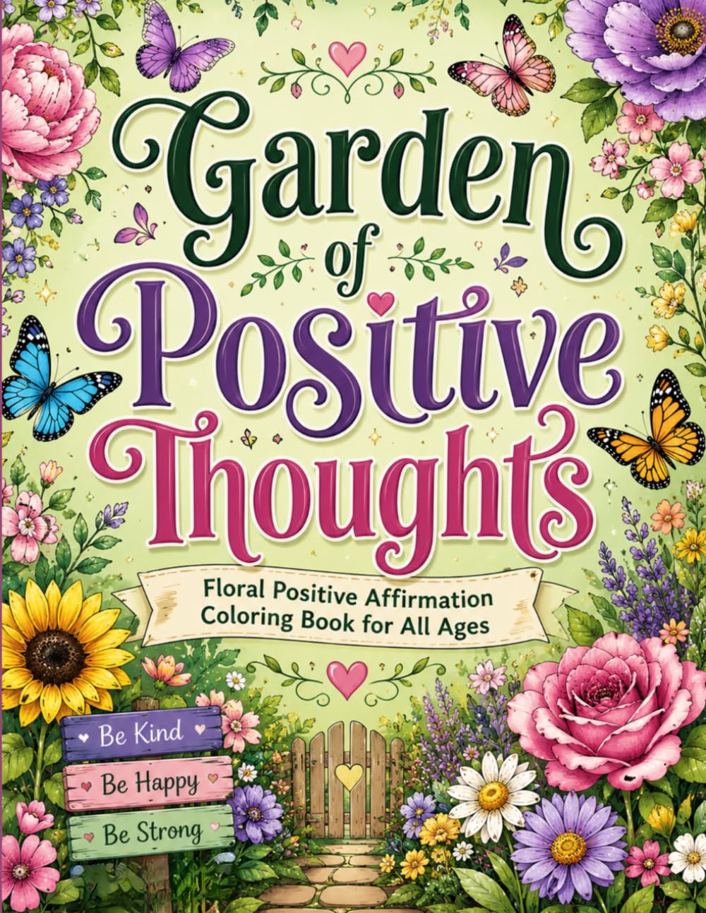 Garden of Positive Thoughts: Floral Positive Affirmation Coloring Book for All Ages