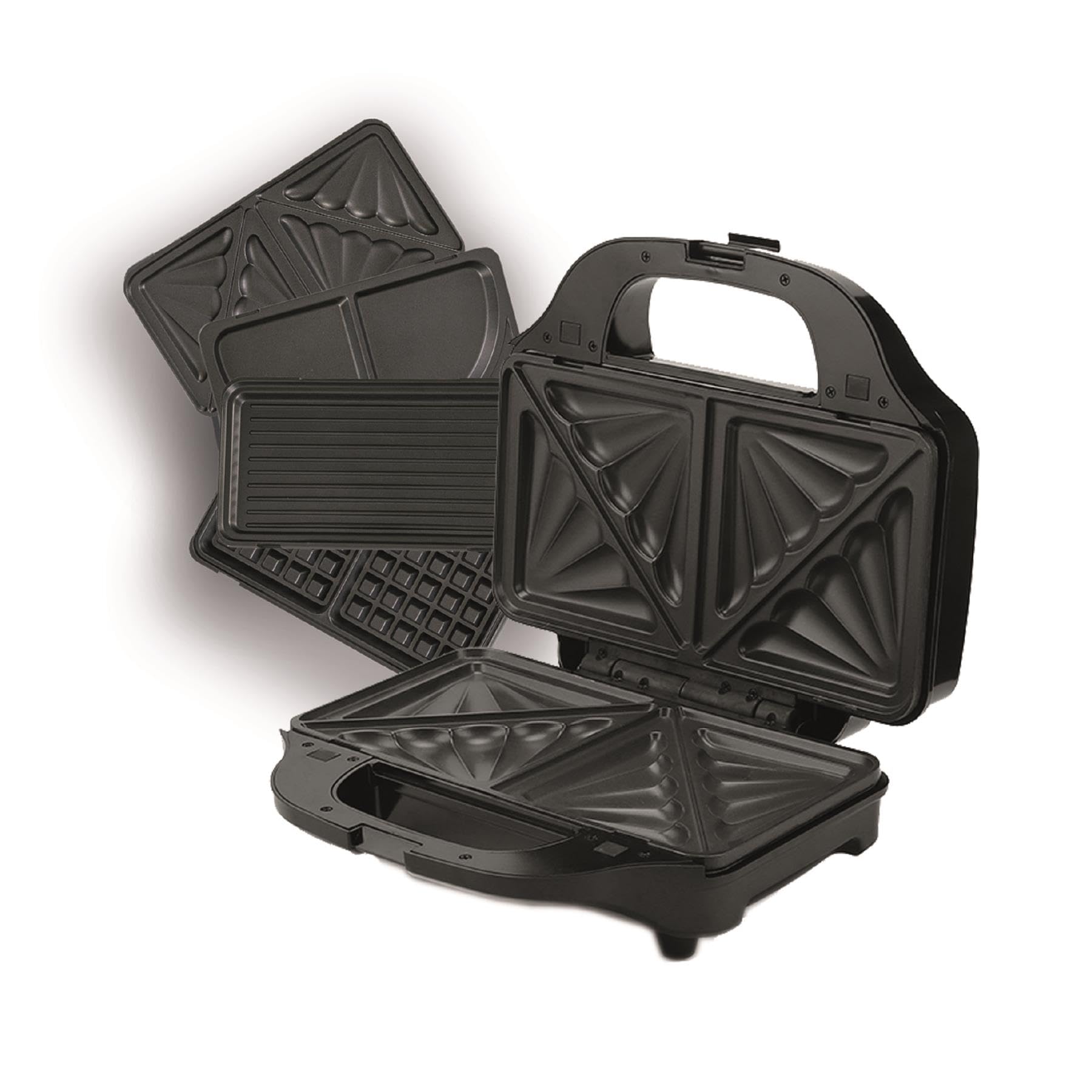 Hamilton Beach 4-in-1 Sandwich Toaster, Deep Fill, Waffle, Panini & Omelette Maker, Removable Non-Stick Plates, Cool-Touch Handle, Dishwasher Safe Parts, Indicator Lights, 900W, Black - HBSLS2002
