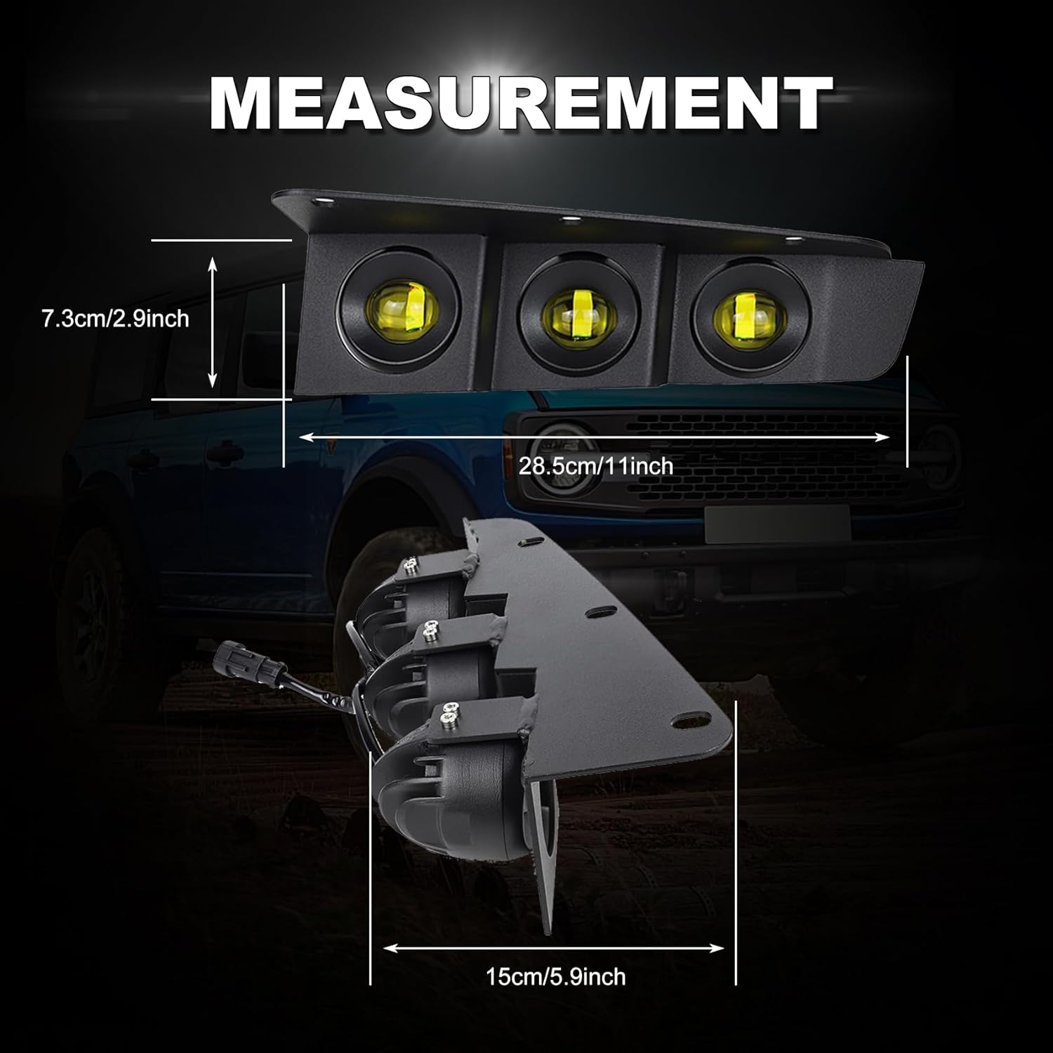 LED Fog Lights for Ford Bronco 2021 2022 2023 2/4 Door, Front Bumper Fog Lamps with Bracket, Daytime Running Light Accessories (Amber Light)