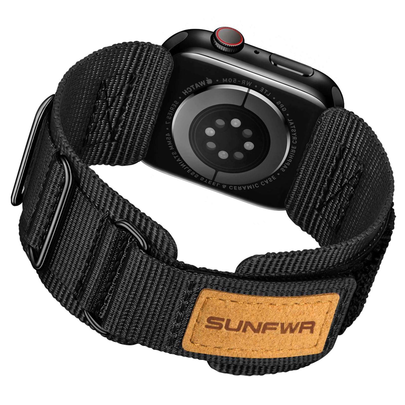 SUNFWR Rugged Nylon Band for Apple Watch Ultra 3&2&1 49mm 46mm 45mm 44mm 42mm Men,Velcro Tactical Military Strap for iWatch Series 11/10/9/8/7/6/5/4/3