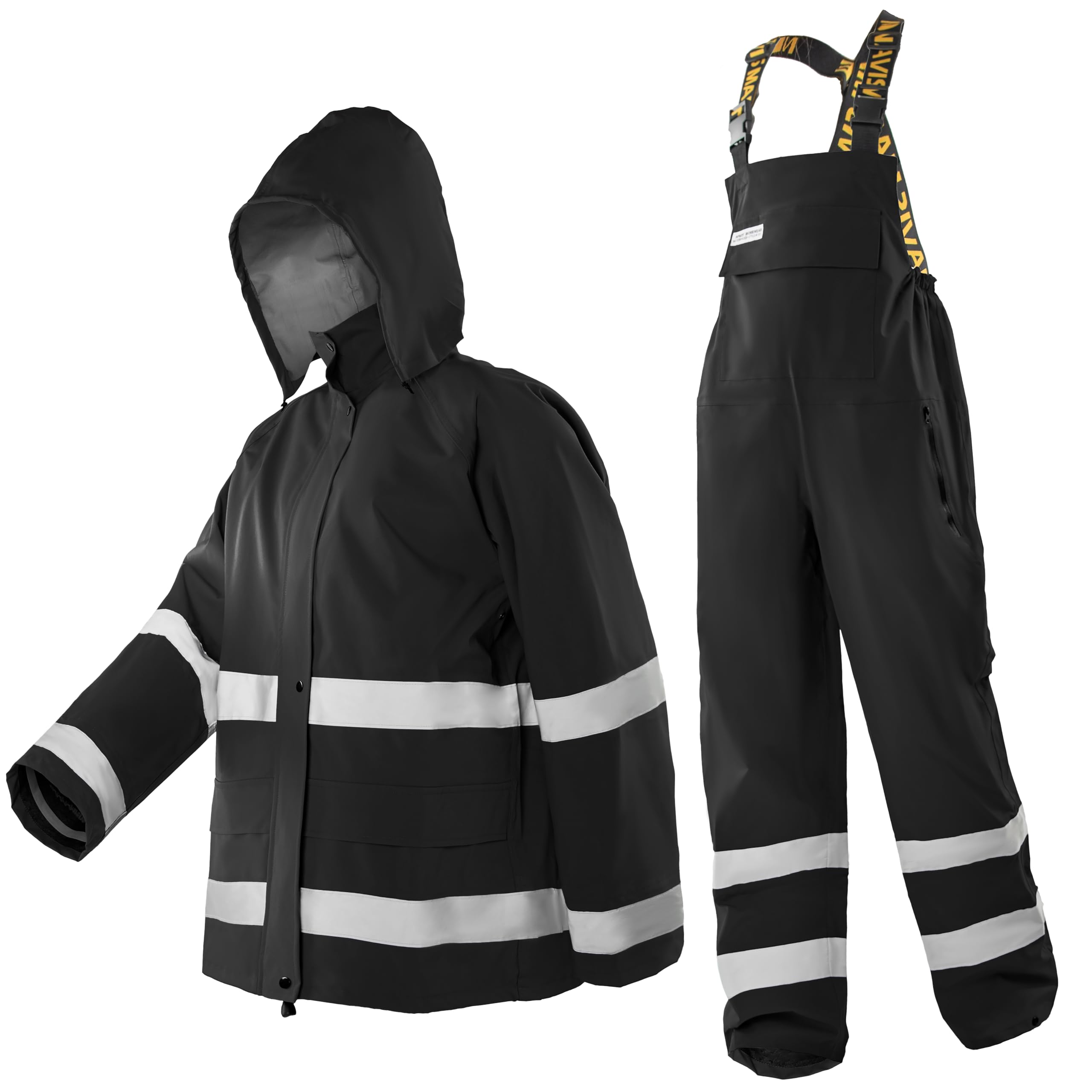 Regenanzug Herren Wasserdicht Atmungsaktiv - Nylon Warnschutz Regenjacke & Regenhose, ideale Outdoor Regenbekleidung für Arbeitsschutz