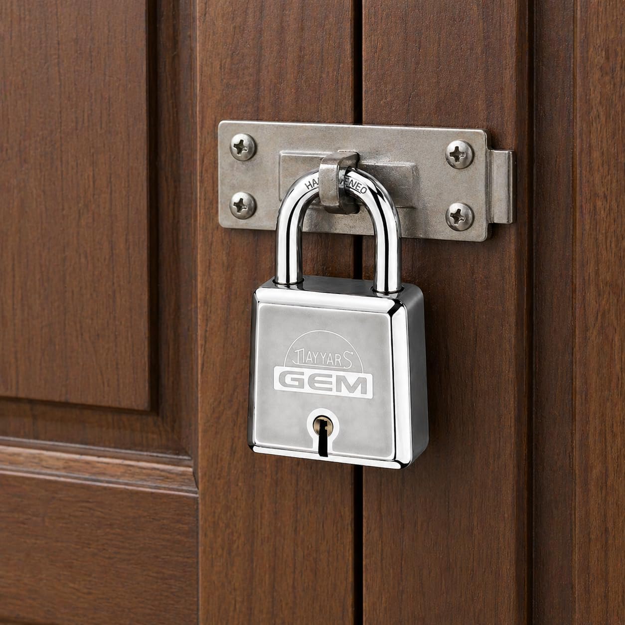 - Gem Bright Heavy-Duty 50mm Square Padlock | Double Locking System with Hardened Shackle | Premium Iron Door Lock for Home, Shop & Office | Includes 3 High-Precision Keys Pack of 2 Pcs (Silver)