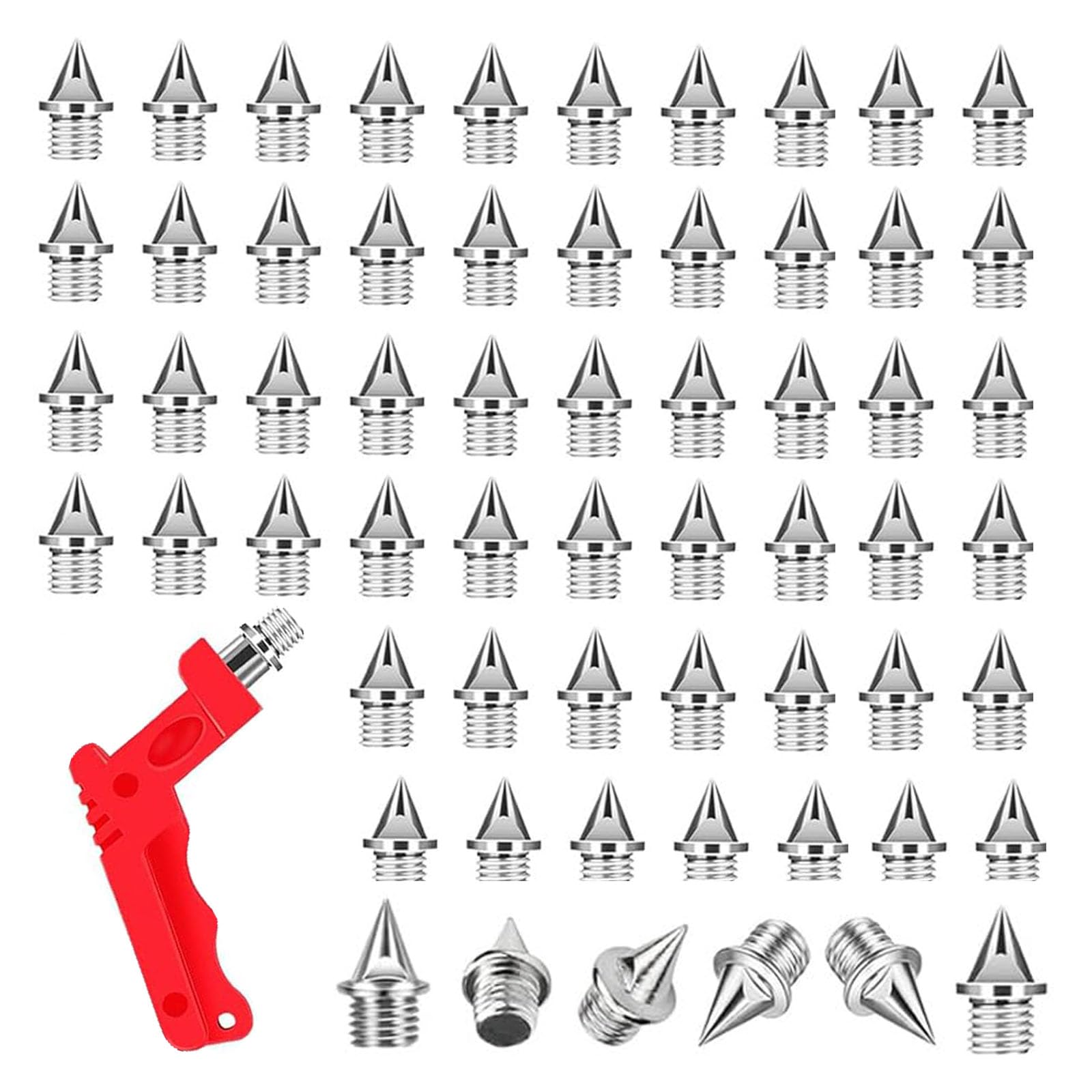50 clavos de 6 mm de punta – Picos de repuesto para zapatos de atletismo – Incluye llave de punta – Ideal para saltar, correr, senderismo y pasarela – Pinchos de plástico resistentes y