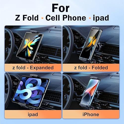 Miniatura 8 de Z Fold 5 - Soporte para automóvil, giratorio de 360 y agarre firme y nunca se cae Soporte de tableta de ventilación para automóvil, iPad mini