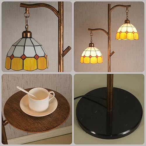 Miniatura 5 de beaysyty Tiffany Style Lámpara de pie retro con bandeja, lámparas de pie regulables, lámpara de pie de temperatura de color personalizada para sala