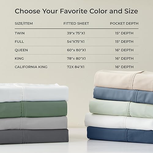 Miniatura 7 de GOKOTTA Sábana bajera tamaño King solamente, bolsillo de 16 pulgadas, 100% rayón hecho de bambú, sábana inferior súper suave y refrescante con