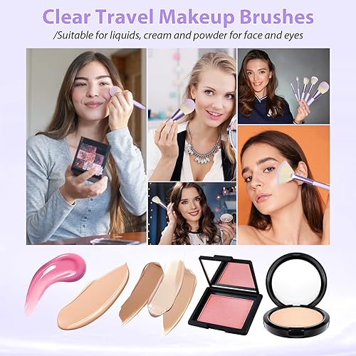 Miniatura 5 de HEYMKGO Juego de brochas de maquillaje, 12 piezas de mini brochas de maquillaje, base de viaje, correctores de sombra de ojos, pinceles de mezcla
