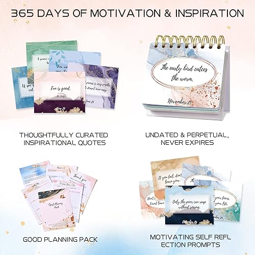 Miniatura 4 de Calendario diario perpetuo motivacional e inspirador, planificadores sin fecha, calendario perpetuo de escritorio, calendario inspirador de pie,