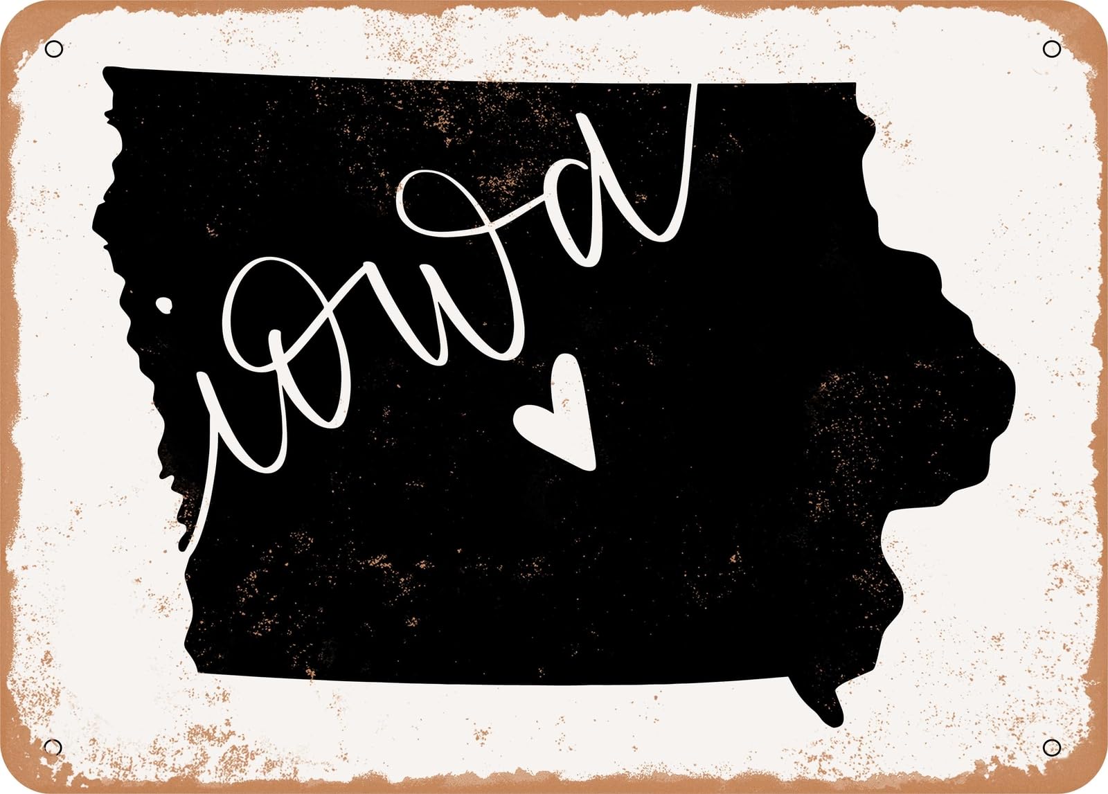 Metal Sign - Iowa Heart - Vintage Rusty Look Sign home decor