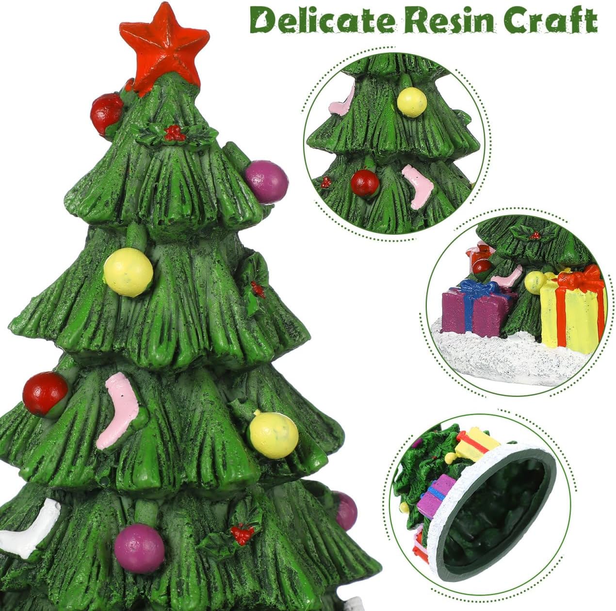 POPETPOP Fish Tank Christmas Tree Decoration - Artificial Resin Christmas Aquarium Decoration, Tree Aquarium Ornament for Betta Hiding, Holiday