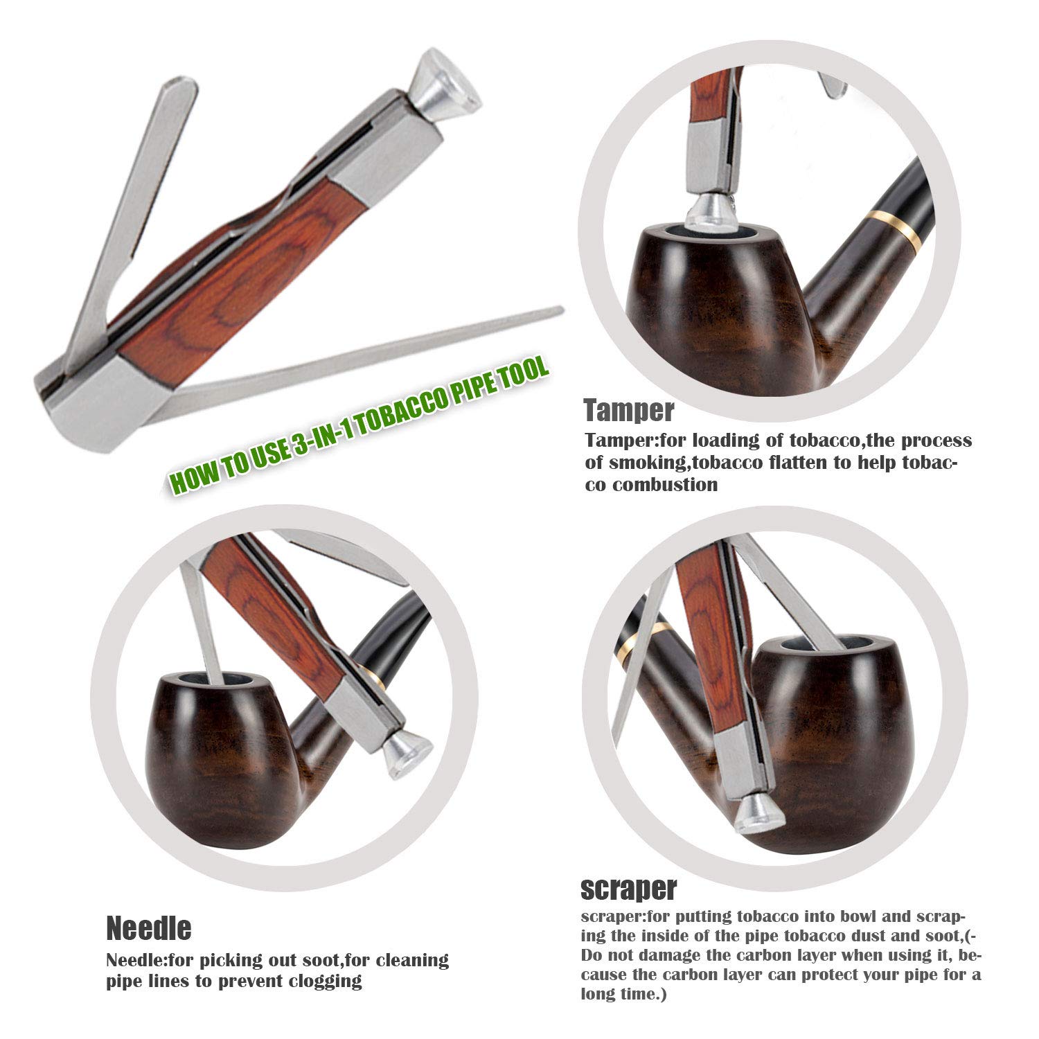 Scotte Luxury Tobacco Smoking Pipe Set,Leather Tobacco Pipe Pouch Wood