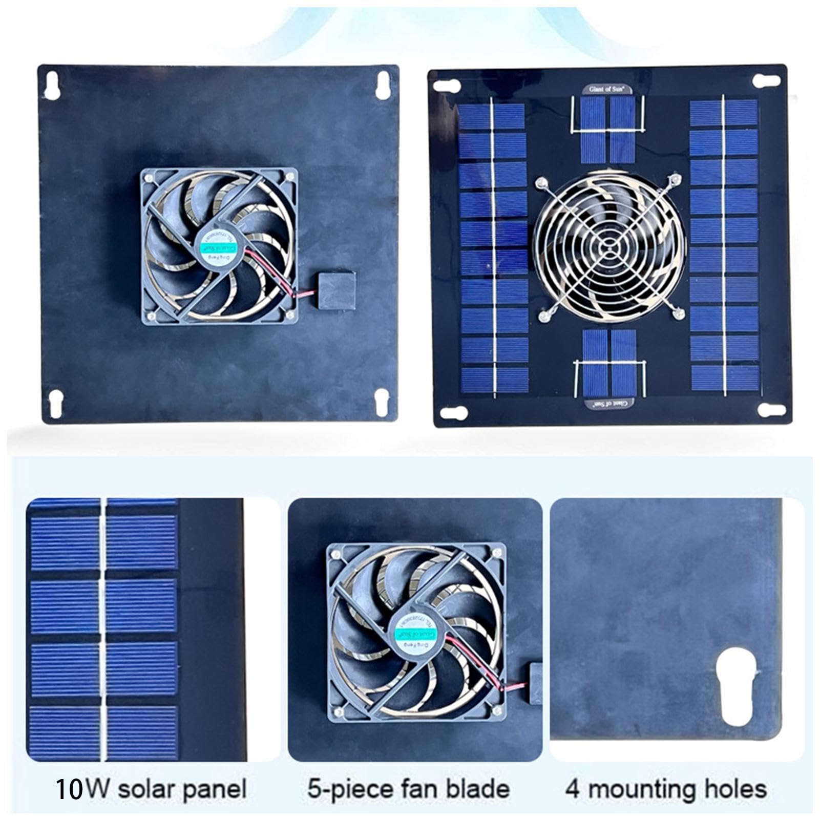 Ventilateur solaire pour abri de jardin – Ventilateur de grenier 10 W étanche pour poulailler, serre et abri de jardin