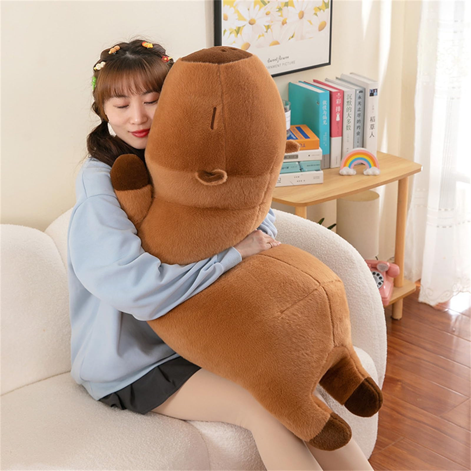 champracer Capibara Plüschtiere Lange Puppen Große Kissen Plüsch Capybara Plüschkissen Kinder Geburtstagsgeschenke Capybara Plüschtiere Niedliche Spielzeuge (90 cm,Braun)