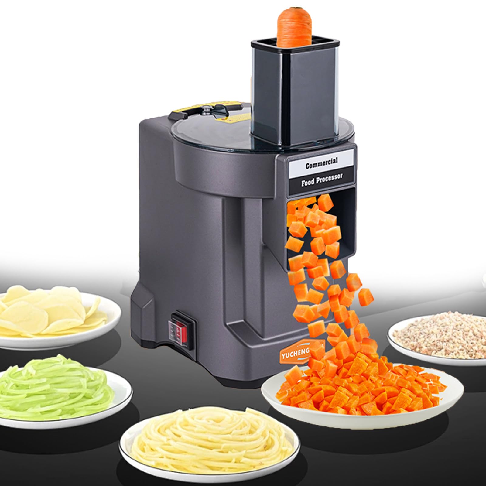 3 en 1 Coupe-Légumes Électrique Coupe Légumes en Cube Électrique avec 3 Lames Hachoir à Fruits et Légumes Multifonctionnelle pour Couper en Dés Trancher et Râper Les Légumes