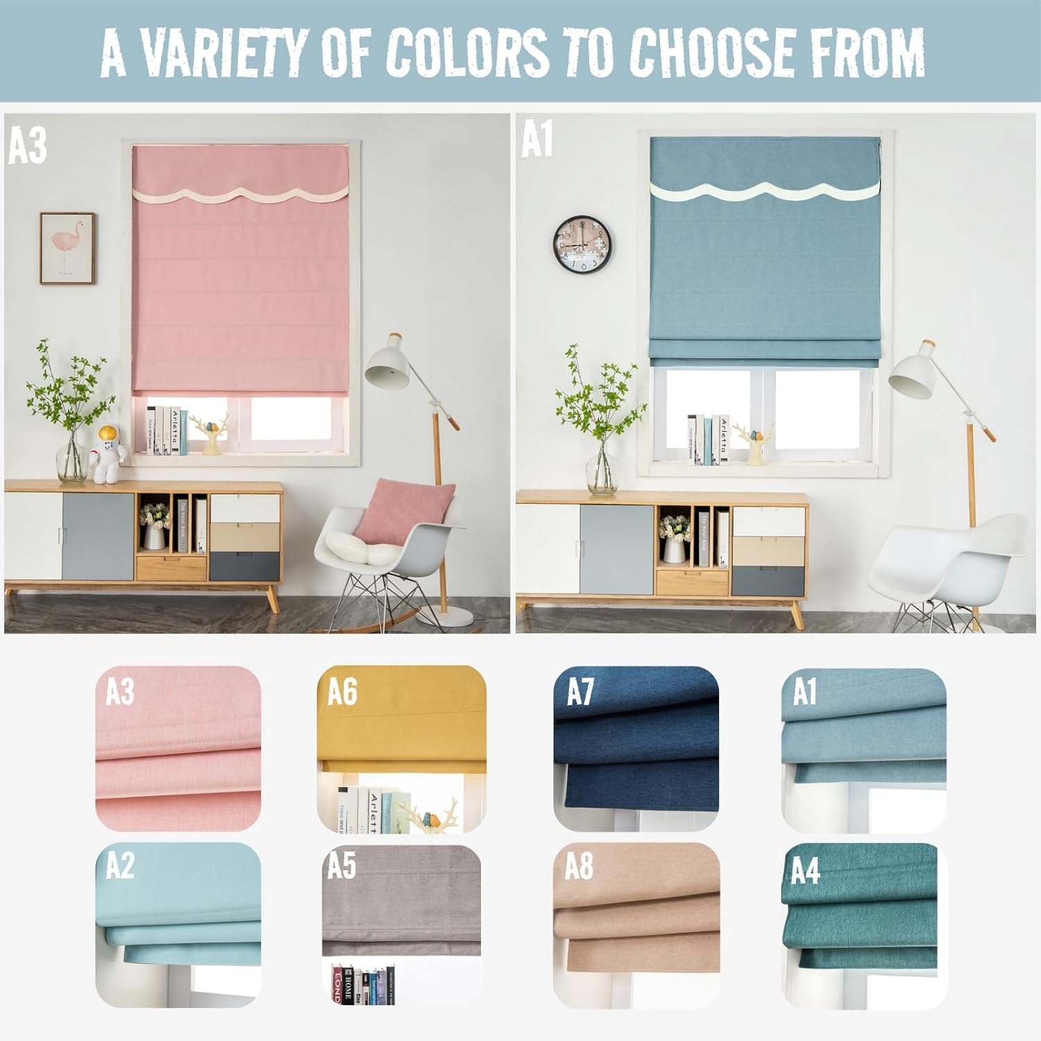 Linen Cotton Blend Roman Shades for Windows,Blackout Room Darkening Thermal Insulated Window Blinds,Custom Flat Roman Fabric Shades for Living Room,Bedroom,Kitchen