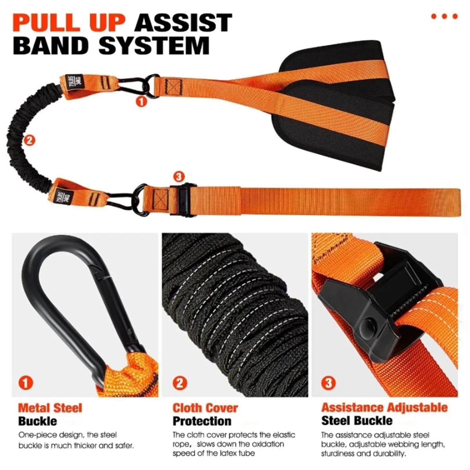 Fasce Elastiche in Tessuto Fasce di supporto for trazioni, fascia resistenza resistente for, poggiaginocchia, fasce for l'assistenza alle for l'allenamento della forza