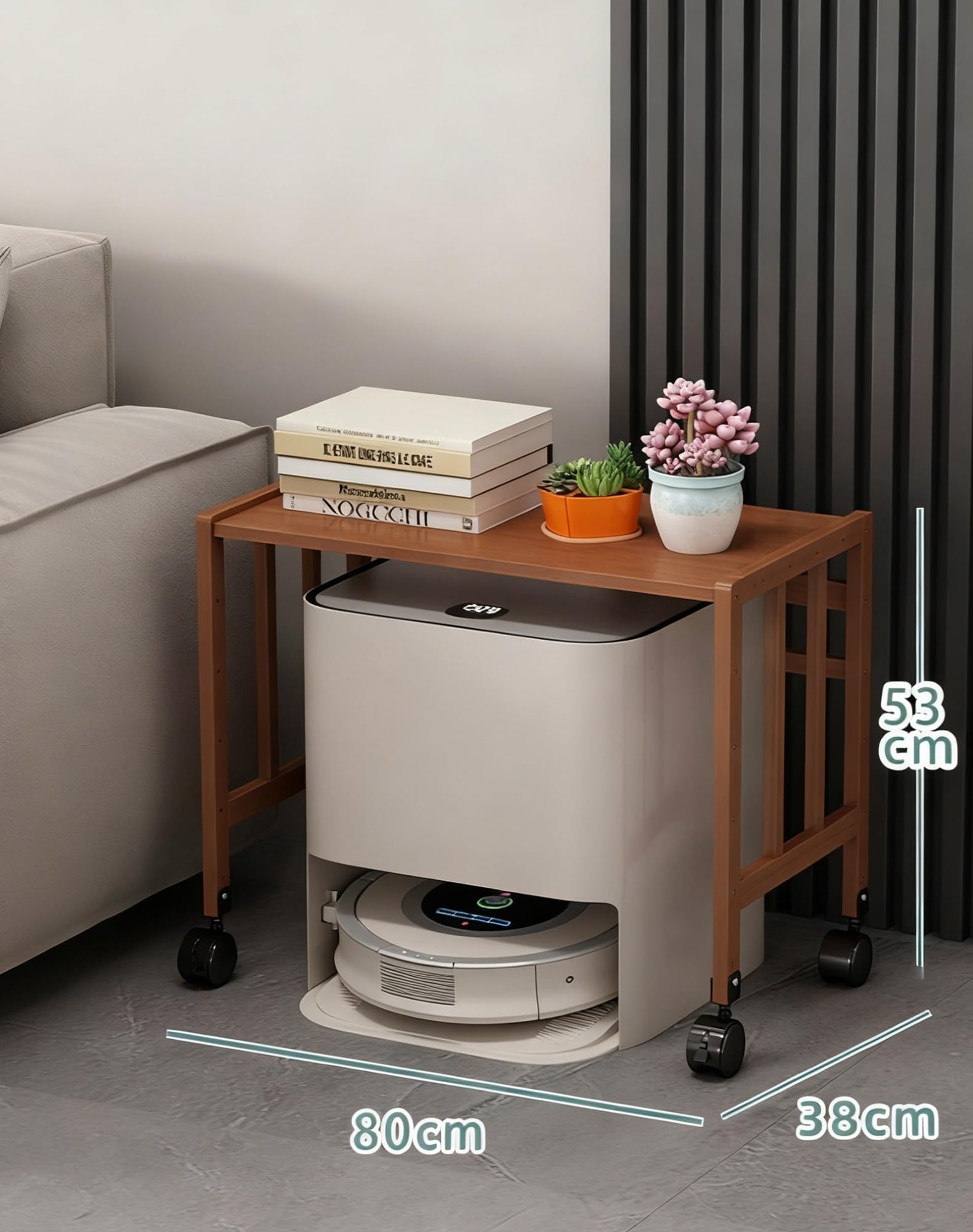 Stojak do przechowywania robota próżniowego z regulowanymi półkami, mobilny stojak na robota do domowego biura, idealny do salonu i sypialni