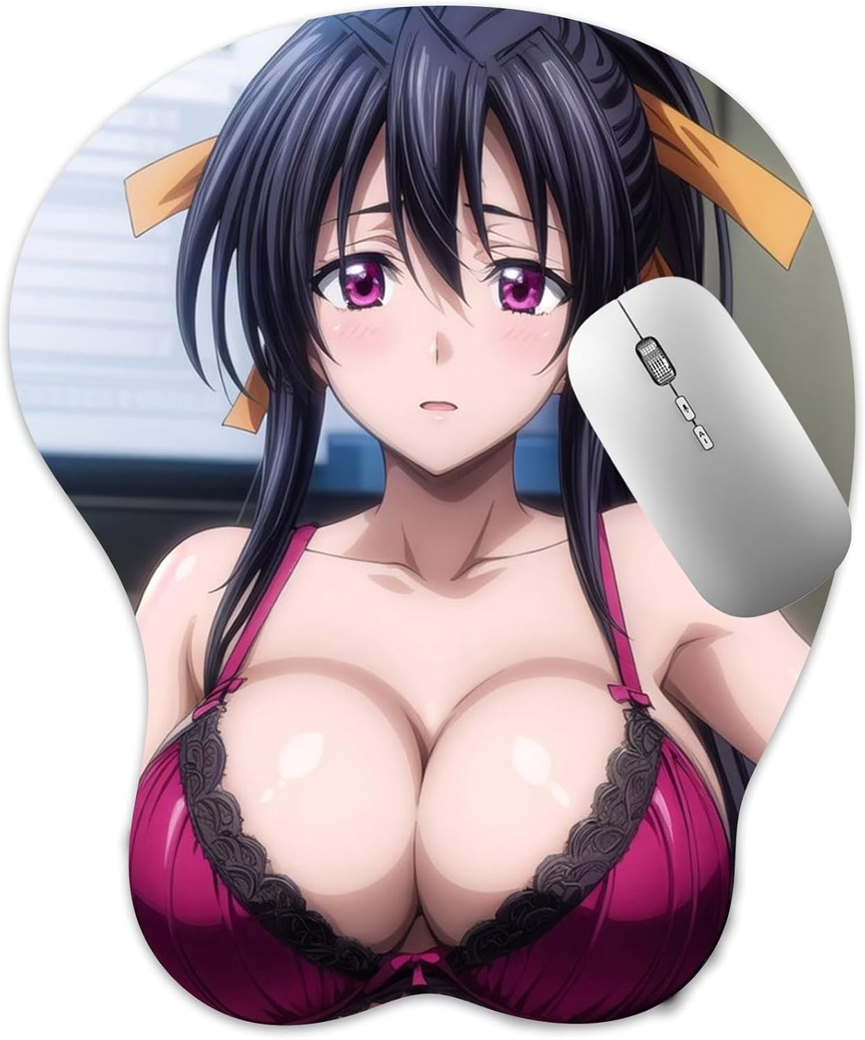 3D Mouse Pad Oppai Mousepad with Soft Gel Wrist Rest Anime Manga Gaming Boob pad Anti-Slip Mouse Mat （Aken）