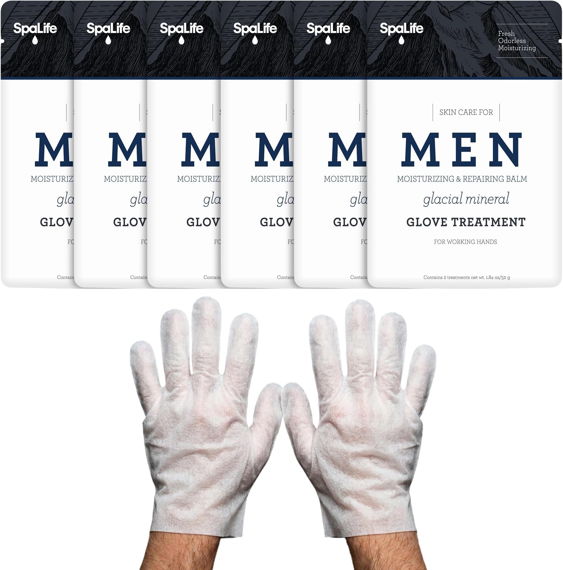Spa Life Men's Glacial Mineral Moisturizing and Repairing Balm for The Working Hand (Hand Gloves 3 Pairs)