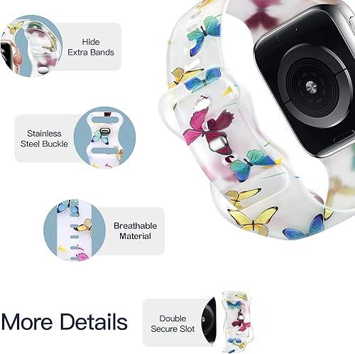 Miniatura 3 de Witzon Correa transparente para iWatch compatible con correas de Apple Watch de 1.496 pulgadas, 1.575 pulgadas, 1.614 pulgadas, para mujer, correa