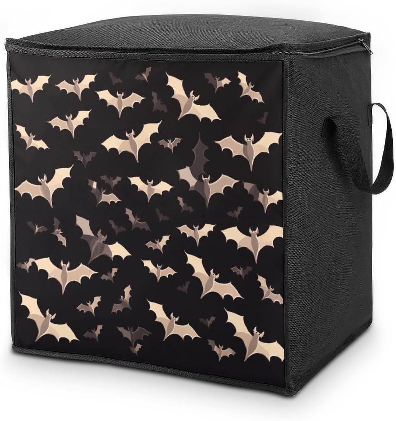 Halloween Flying Bats Storage Bag with Zippers And Handle Extra Large Bedding Comforter Storage Bag Foldable Blanket Storage Bags Fabric Moving Bags for Closet Organizer (70L)