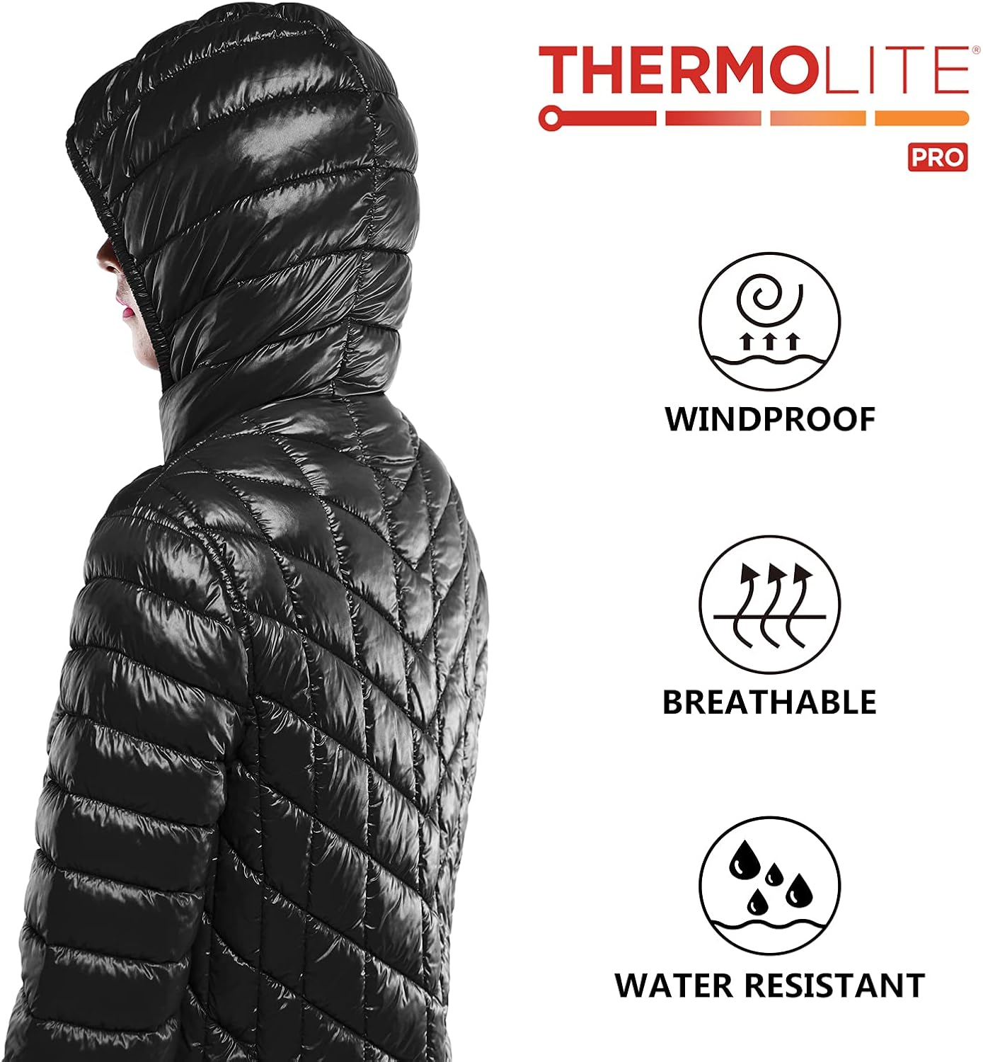 33,000ft Women's Long Puffer Jacket with Hood, Lightweight Warm Puffy Quilted Winter Coats - Image 6