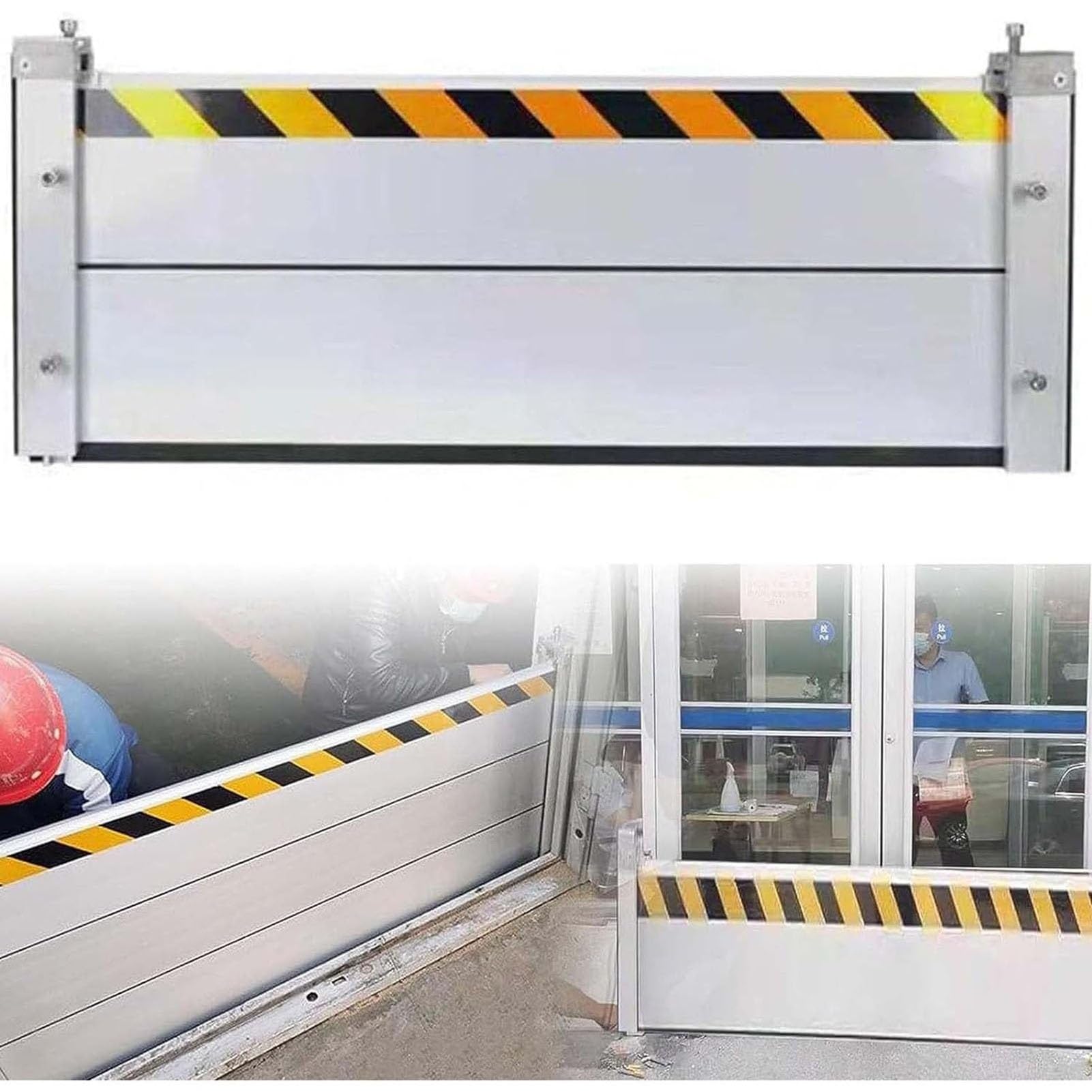 Bariery wodne wielokrotnego użytku bezpiaskowe do powodzi, bardzo długie pionowe bariery zapobiegające powodziom do domu/garażu/podjazdu/wejść do bram, aluminiowa osłona przeciwpowodziowa