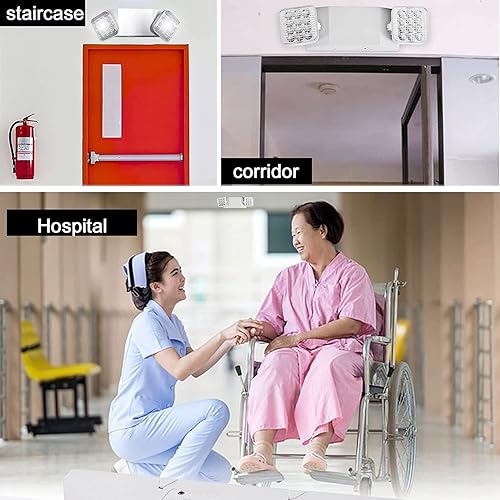 Miniatura 8 de Luces de emergencia LED con batería de respaldo, luz de emergencia comercial ajustable de dos cabezales, certificación UL, CA 120277V, accesorios de