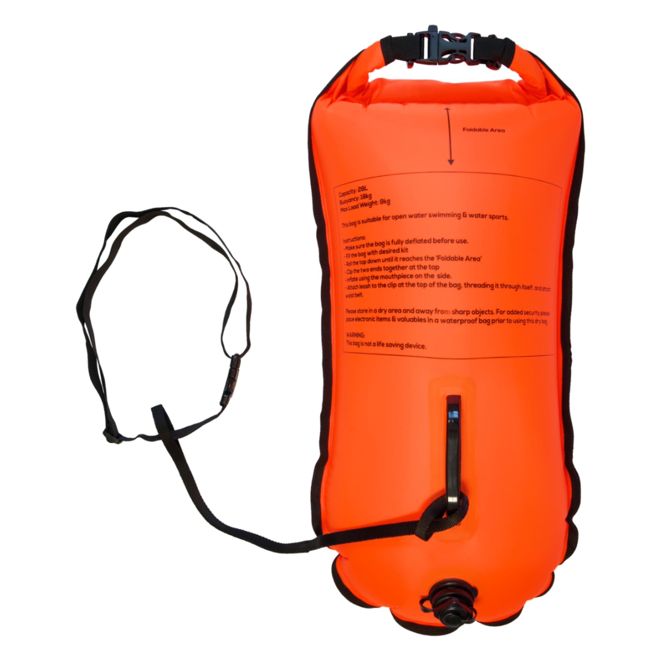 crea-do Boa da nuoto per adulti con sacchetto asciutto integrato, finestra del cellulare, fischietto di emergenza, capacità 28 l, per nuotare in acqua aperta e triathlon, snorkeling, sport acquatici