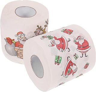 VILLCASE 2 Rolos De Papel Higiênico De Natal Noel Papel Higiênico Feliz Natal Toliet Papéis Guardanapos De Natal Lenço De Papel Lenço De Papel Papel Higiênico Doméstico Tons De Terra