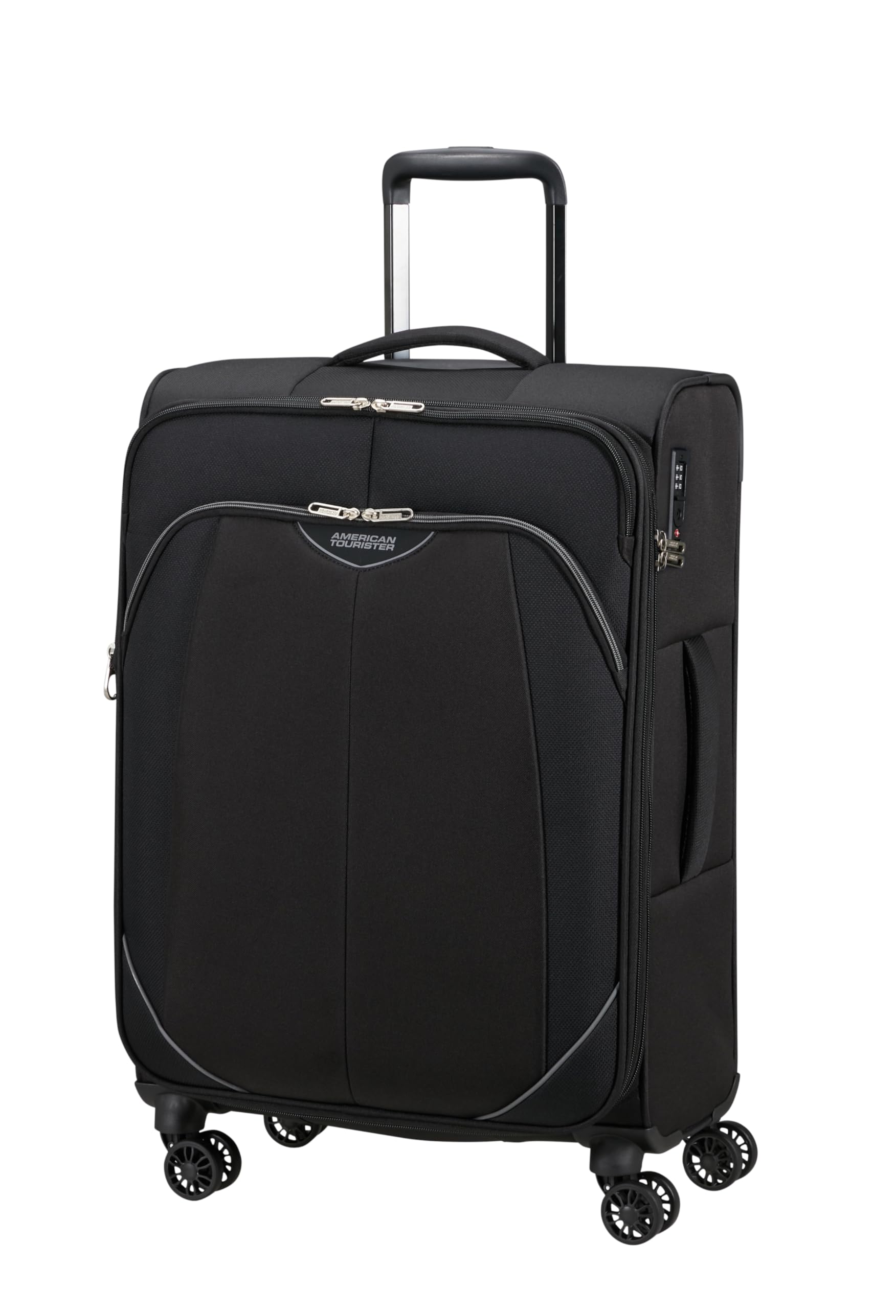 American Tourister Poproll - 3-teiliges Weichgepäck-Kofferset (Handgepäck, Mittel, Groß), Leicht - Schwarz (Black)