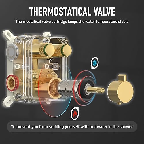 Miniatura 147 de IRIBER - Sistema de ducha de lluvia con cabezal de ducha fijo y de mano de alta presión cepillado níquel,Oro cepillado,Cromado,Oro rosa