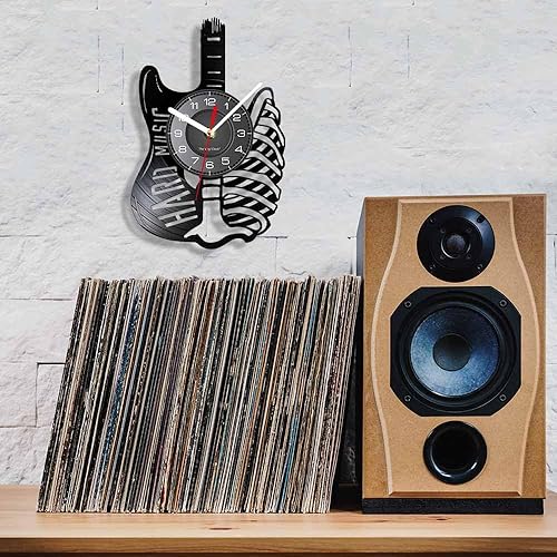 Miniatura 5 de Reloj de pared de guitarra de 12 pulgadas, moderno, decorativo, silencioso, de cuarzo, analógico, sin tictac, funciona con pilas, para amantes de la