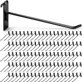 Blulu 100 Pieces 8 Inch Long Black Gridwall Hooks Display Hooks Grid Panel Hanging Peg Hooks Heavy Duty Gridwall Accessories for Retail, Home, Rack, Workspace Organization, Storage
