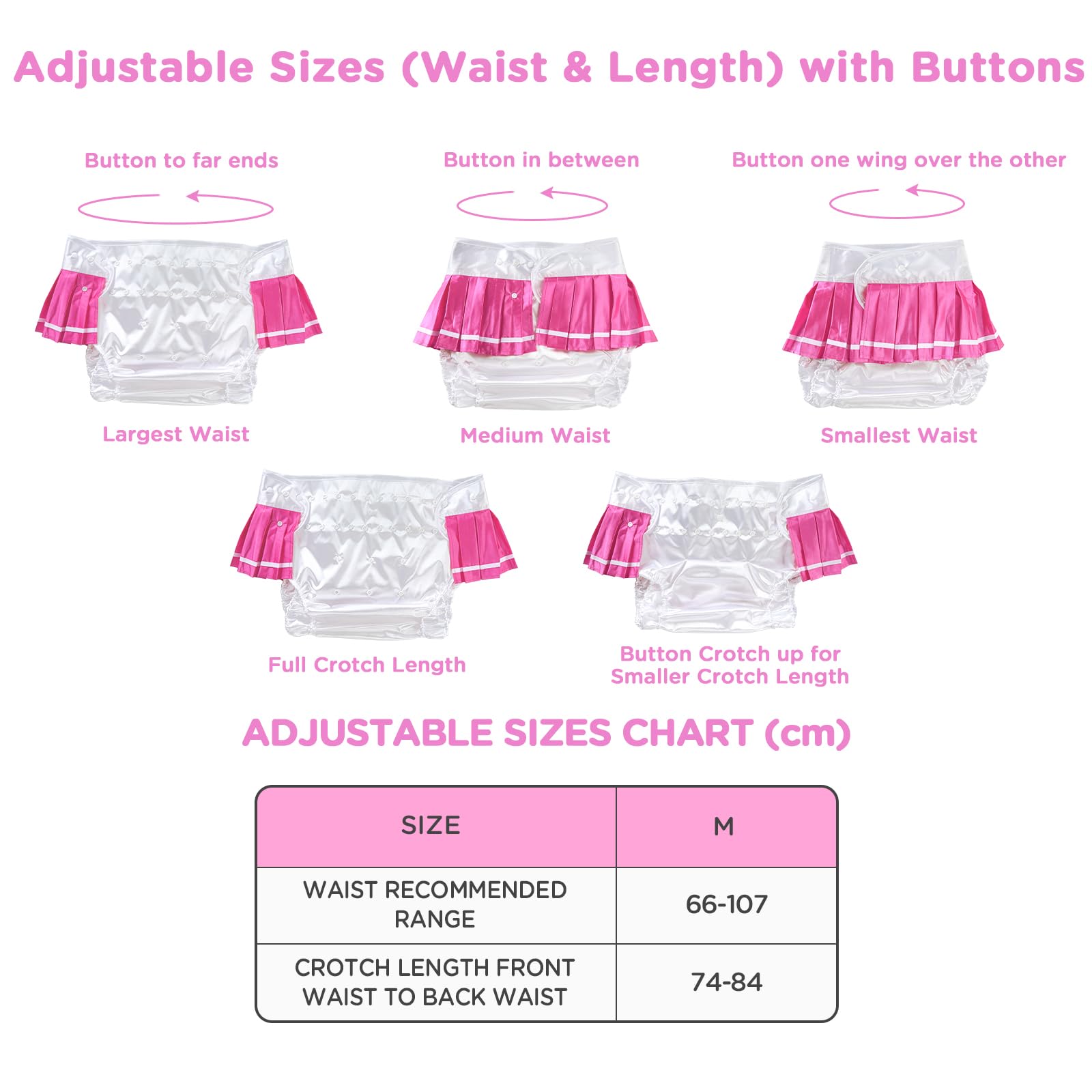 LittleForBig Waschbarer Verstellbarer Wiederverwendbarer Wasserdichter Stoffwindel Überhose Bezug für Erwachsene - Babywindel-Schulmädchen Magenta M