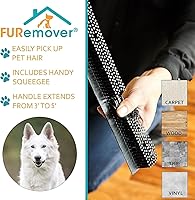 Vista 2 de FURemover Escoba de goma original para pelo de mascota con escoba, con mango telescópico de 58 pulgadas para alfombras, azulejos y madera dura