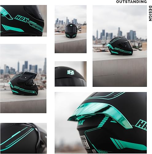 Miniatura 5 de HAX Obsidian - Casco de motocicleta de cara completa con doble visera para adultos, para moto de calle con listo para Pinlock, aprobado por DOT,