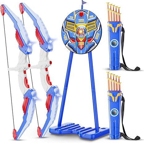 Kids Bow and Arrow Set, LED Light Up Archery Toy Set with Suction Cup Arrows, Standing Target & Quiver, Indoor and Outdoor Toys Sport Gifts for Kids, Boys & Girls Ages 4 5 6 7 8 9 10 11 12