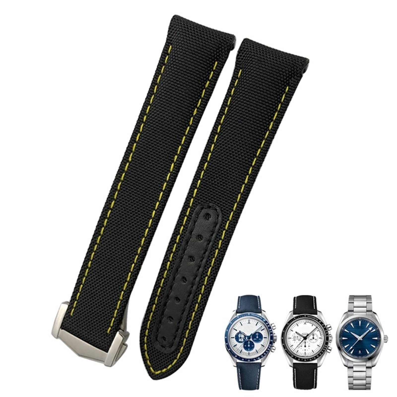Correa de reloj de lona de nailon curvada de 20mm para Omega Seamaster 8