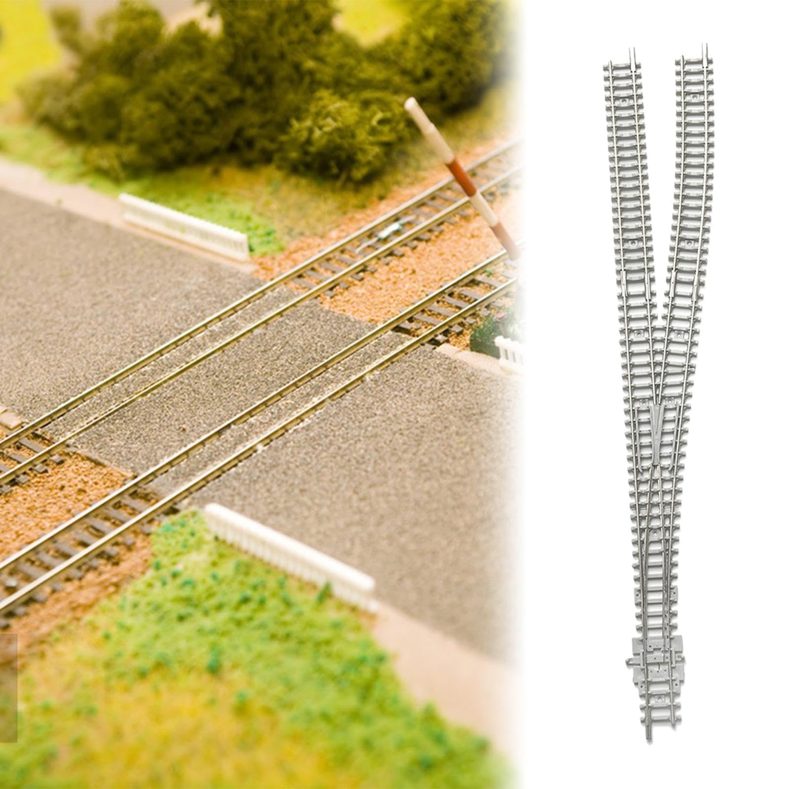 Oshhni Zugmodell-Weichengleis, robustes, realistisches Layout-Zubehör, Eisenbahn, weißes Kupfer, Spurweite 0,9 cm, Maßstab N, Maßstab 1:160, Schalter Rechts