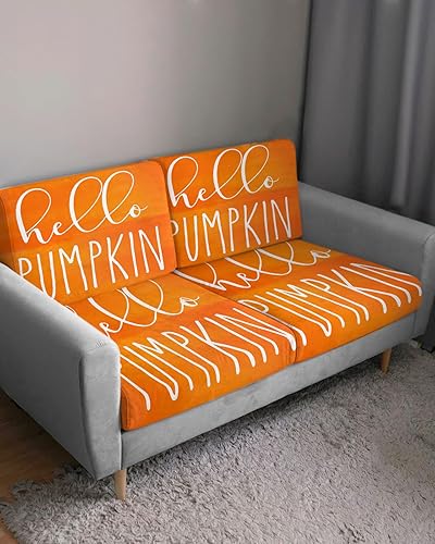 Miniatura 3 de Fundas de cojín para sofá, funda elástica para sofá con parte inferior elástica, fundas de cojín color naranja degradado con acuarela de Acción de