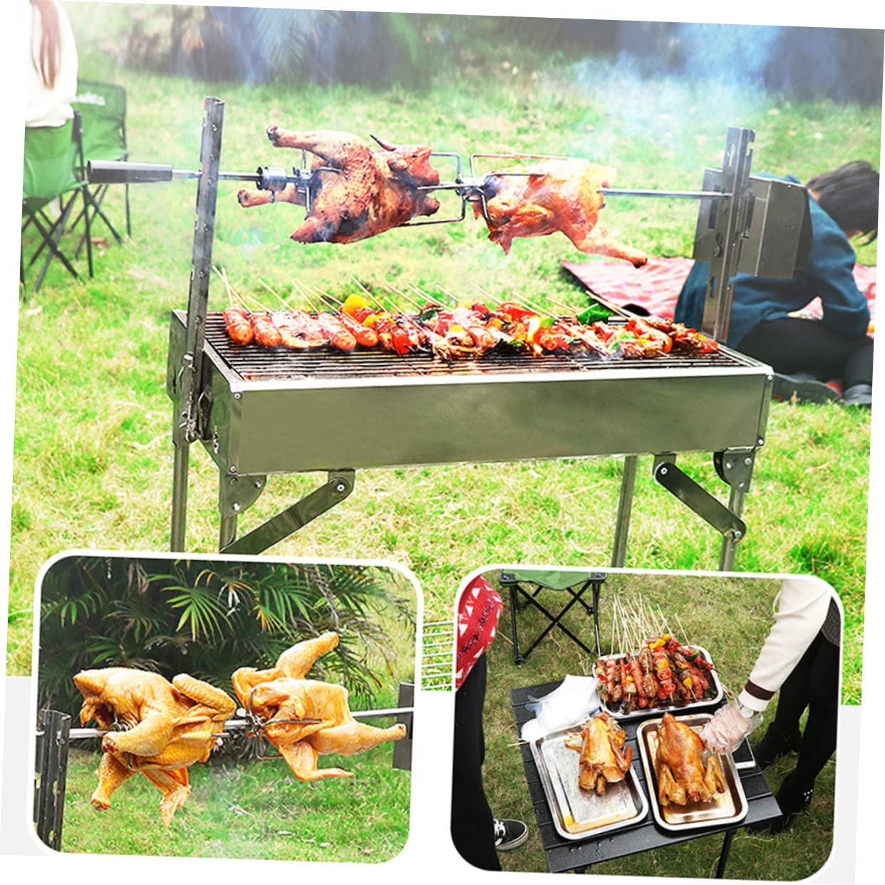 Balacoo Rotisserie Spit Fork Bbq Meat Prong Durable Rotisserie Prongs for Grilling Outdoor Grill Accessory for Bbq Enthusiasts Resistant Easy to Clean