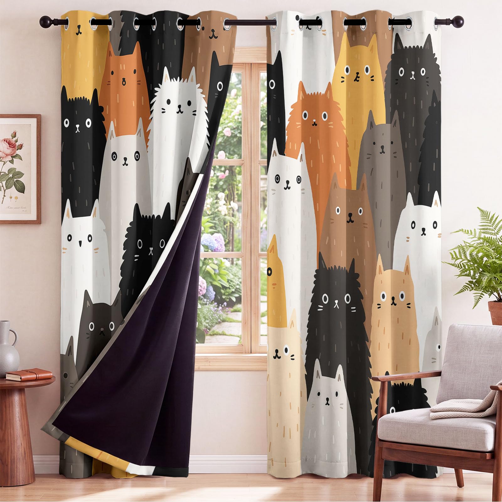 Generisch Tende oscuranti con animali dei cartoni animati, minimalista, set di 2 pezzi, tende oscuranti per camera da letto, cameretta dei bambini, 140 x 260 cm (larghezza x altezza)
