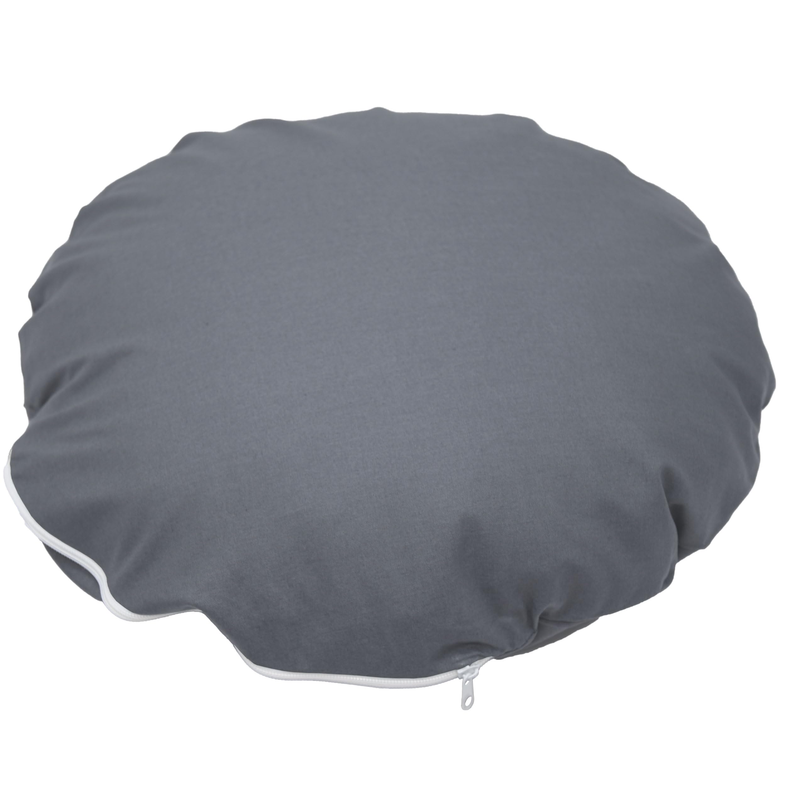 Nurtextil24 Kissenbezug Rund 40cm Ø Durchmesser Anthrazit 100% Baumwolle | Rundkissen Kissenhülle mit Reißverschluss