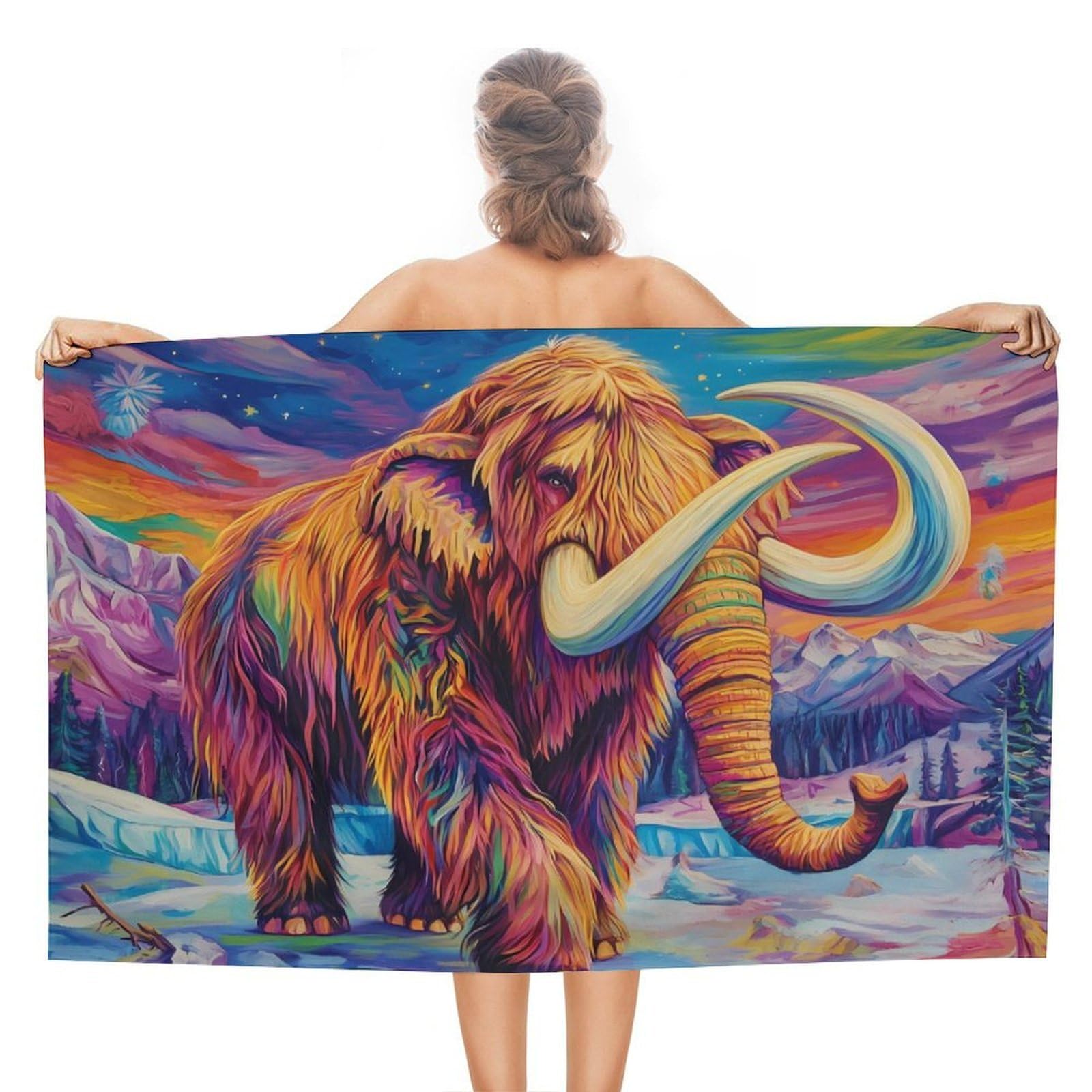 CGSBNGHA Woolly Mammoth on Ice Beach Towels Soft Bathroom Bath Pool Swim Towels for Women Men